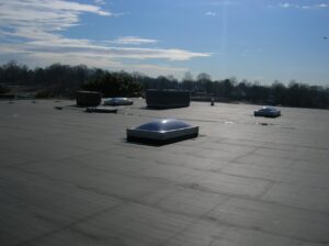 An EPDM roof of a commercial building.