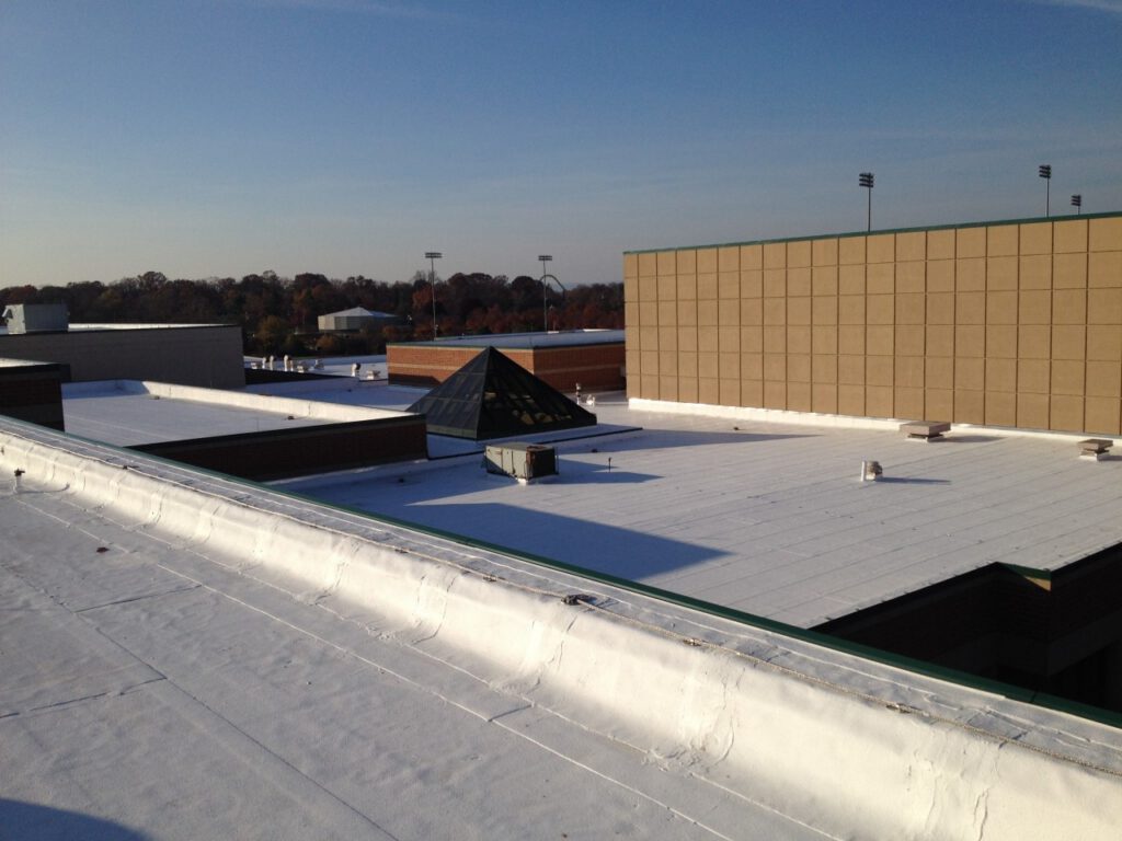 Coated commercial roof